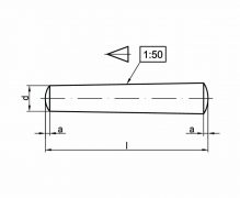 Kołki stożkowe, DIN 1 forma B, DIN 1B, ISO 2339, PN 85020