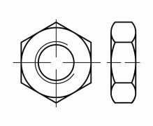 Nakrętki sześciokątne niskie, DIN 439, DIN 936, ISO 4035, PN 82153