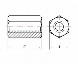 Nakrętki złączne i dystansowe sześciokątne DIN 6334