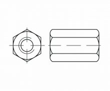 Nakrętki złączne i dystansowe sześciokątne, DIN 6334