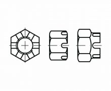 Nakrętki sześciokątne koronowe, DIN 935, ISO 7035, PN 82148