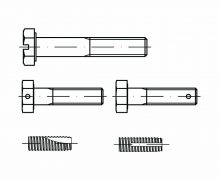 DIN 962, Śruba z łbem sześciokątnym z otworem pod zawleczkę w trzpieniu, PN 82070, ISO 7378