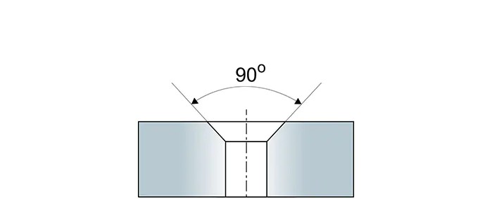 kąty i wymiary pogłębień pod śruby stożkowe
